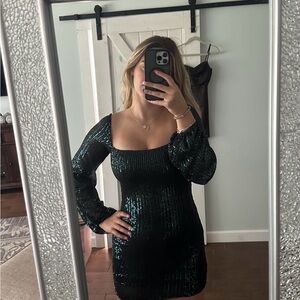 Lucy in the Sky Black Sequin Long Sleeve Dress